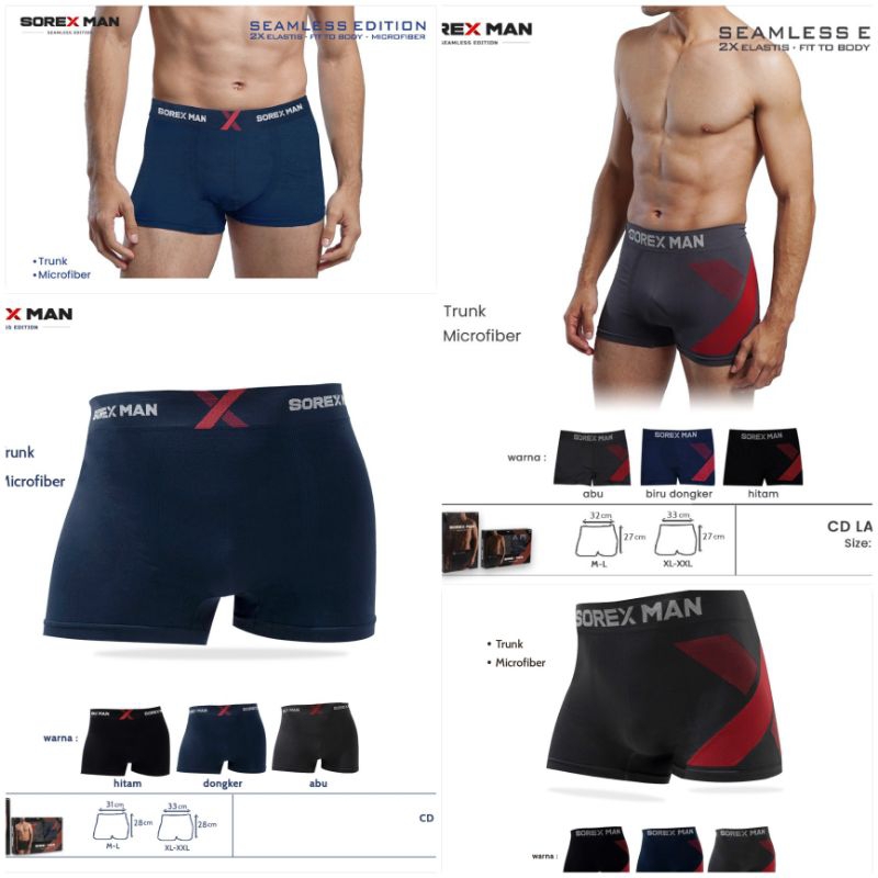 Sorex Man Boxer Seamles Sorex Sport Lembut Halus M3815 - M3816