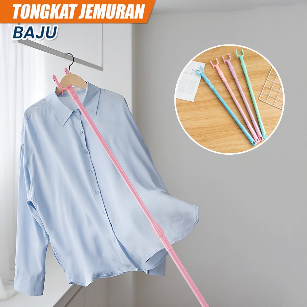 Tongkat Jemuran Pengait Pakaian Bisa Setel Panjang Pendek / Galah Hanger Gantungan Baju Display Toko
