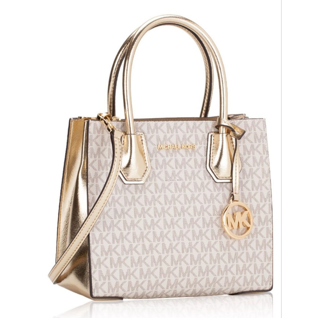 Tas Wanita MK Mercer Medium Messenger Sign Vanilla Pale Gold Original