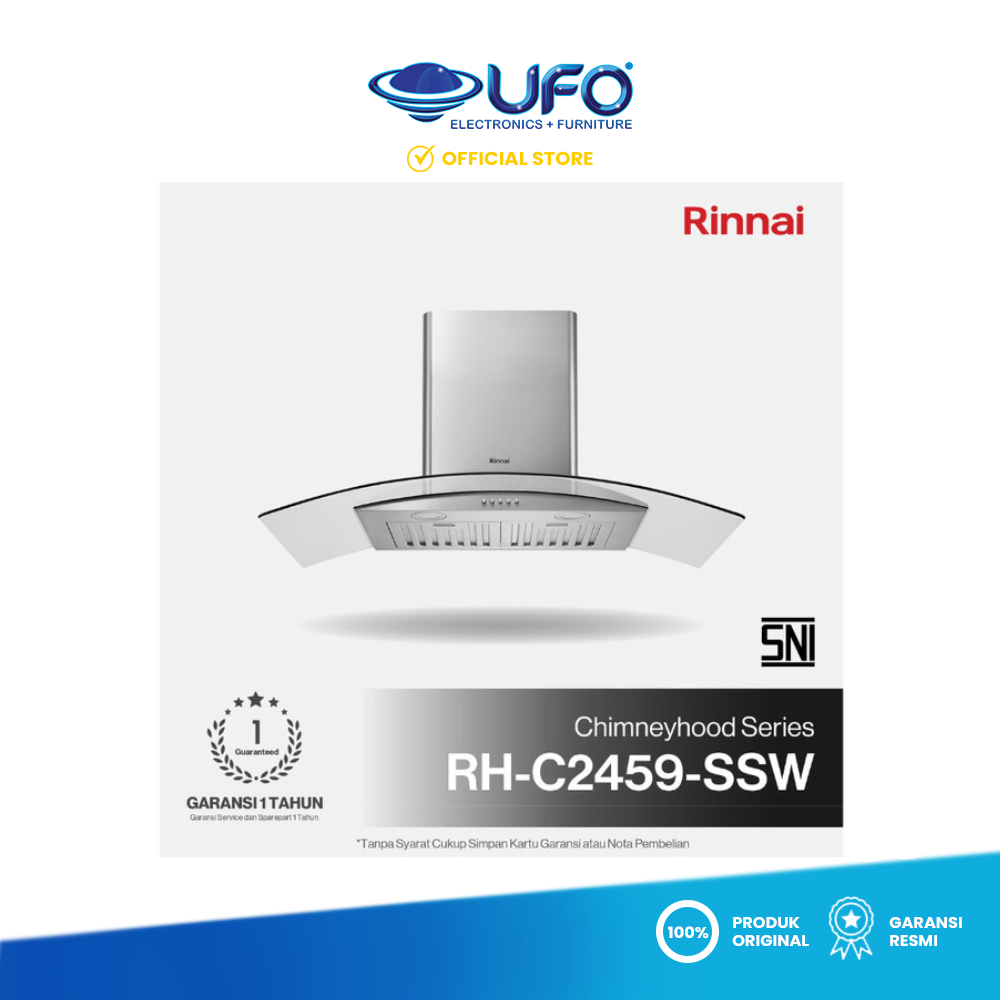 Rinnai RH-C2459-SSW Cooker Hood 89.5 cm Stainless Steel + Kaca tempered