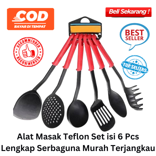 [BISA COD] PROMO Alat Masak Teflon Set isi 6 Pcs Lengkap Serbaguna Murah Terjangkau Sodet Teflon Sod