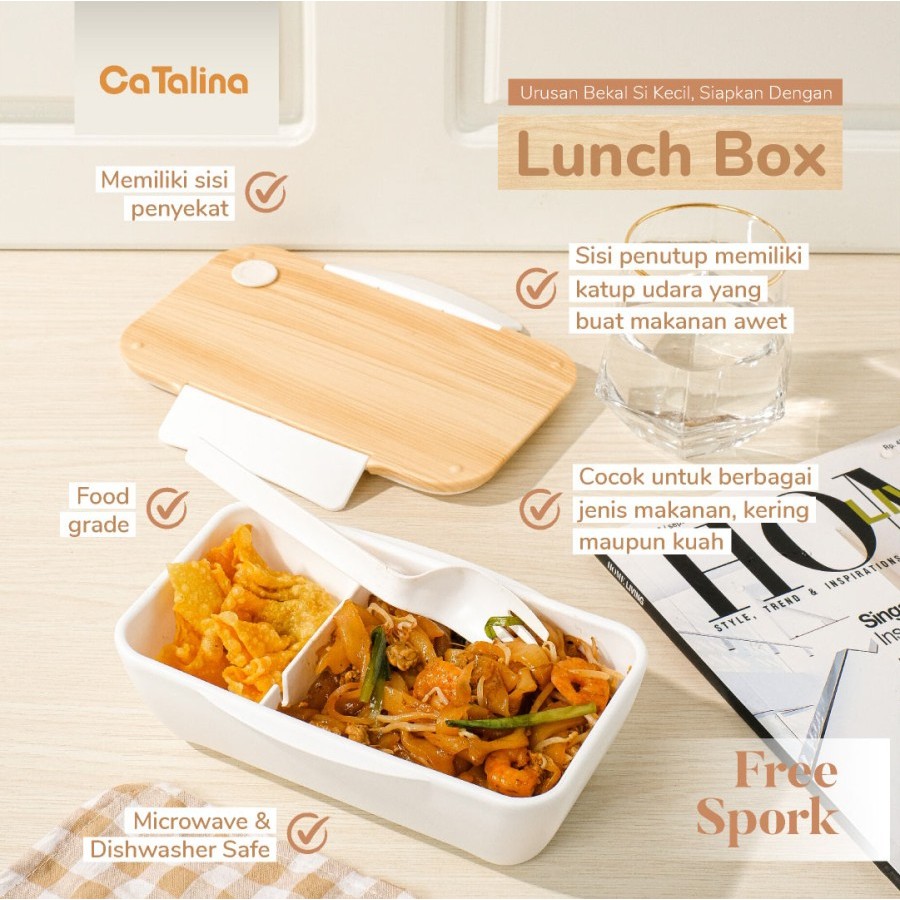 CATALINA LUNCH BOX 2 SKAT 600ml | KOTAK MAKAN BOX | ANTI TUMPAH | KOTAK BEKAL