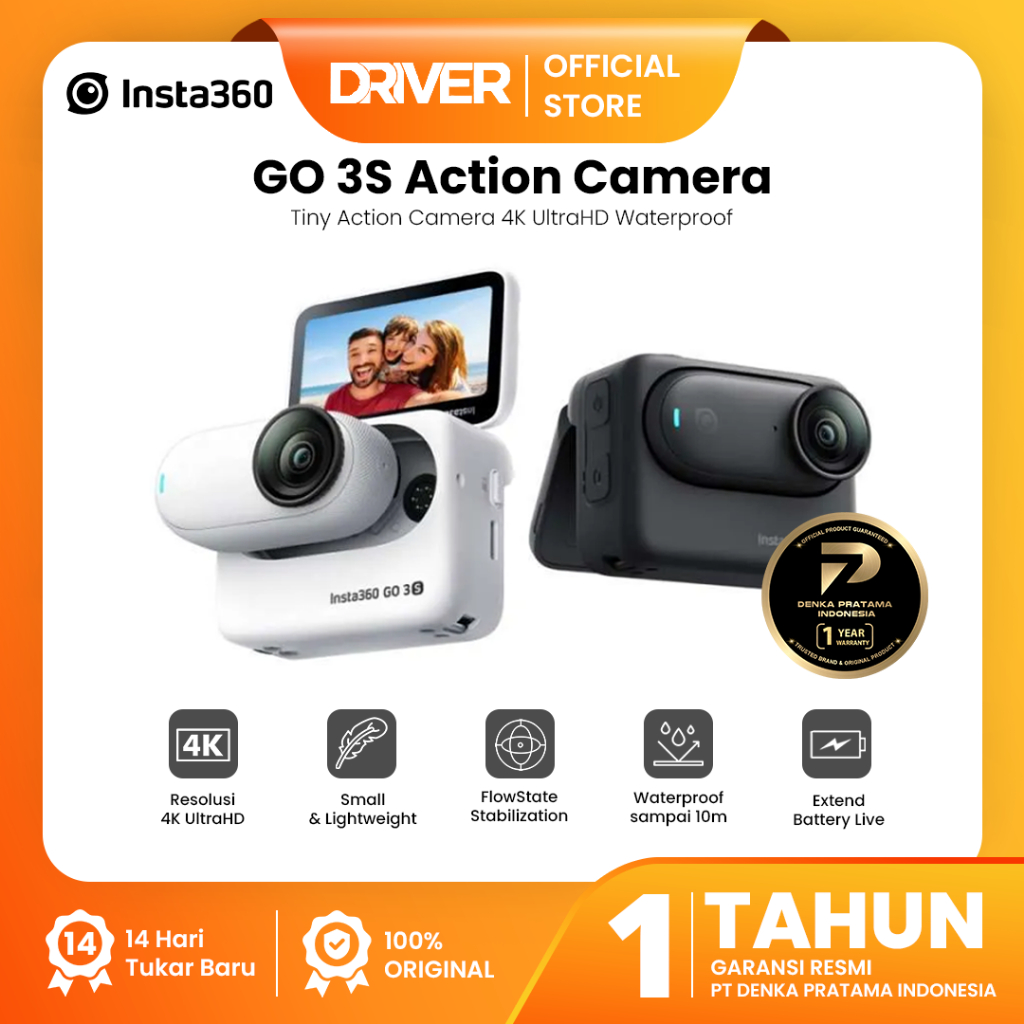 Insta360 GO 3S 4K Action Camera Mini Kecil Stabilizer Waterproof Vlog Sport Cam Resmi Original