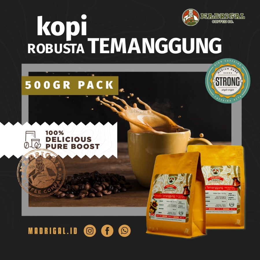 

Kopi Robusta Temanggung Natural Medium Dark Full City 500GR 0.5KG