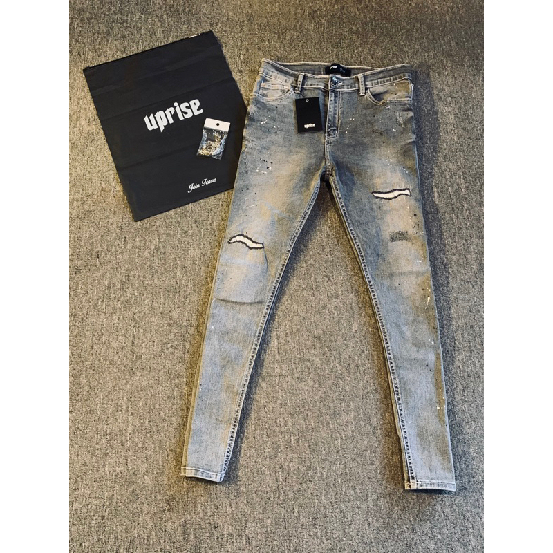 UPRISE DENIM GREY PAINT & CHAIN BNWT