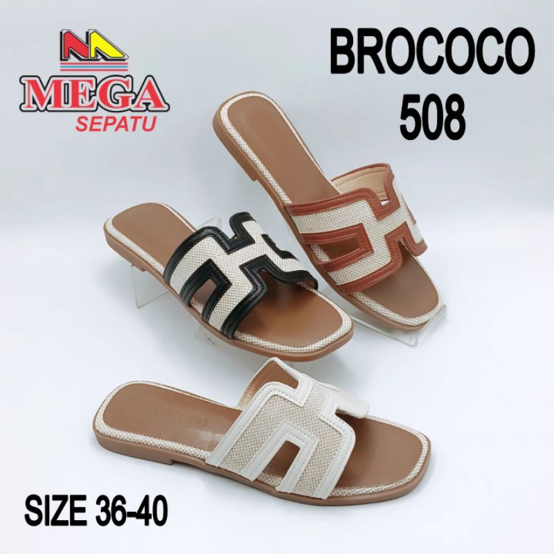 SANDAL FLAT WANITA TERBARU RINGGI 2CM MEREK BROCOCO 508 TERDAPAT 3 WARNA