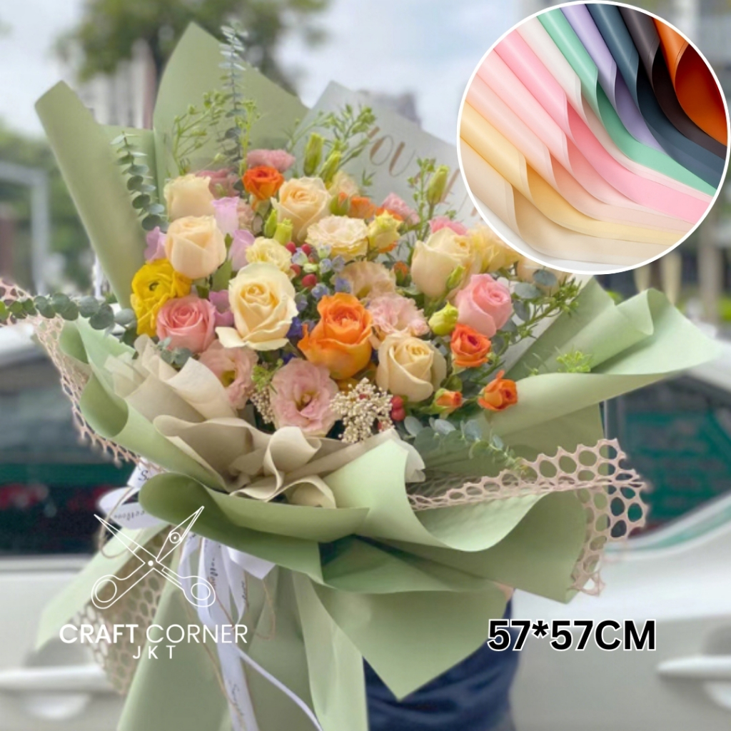 

[5 LBR] Cellophane Flower Wrapping Kertas Paper Polos Waterproof Pembungkus Bunga 57*57cm