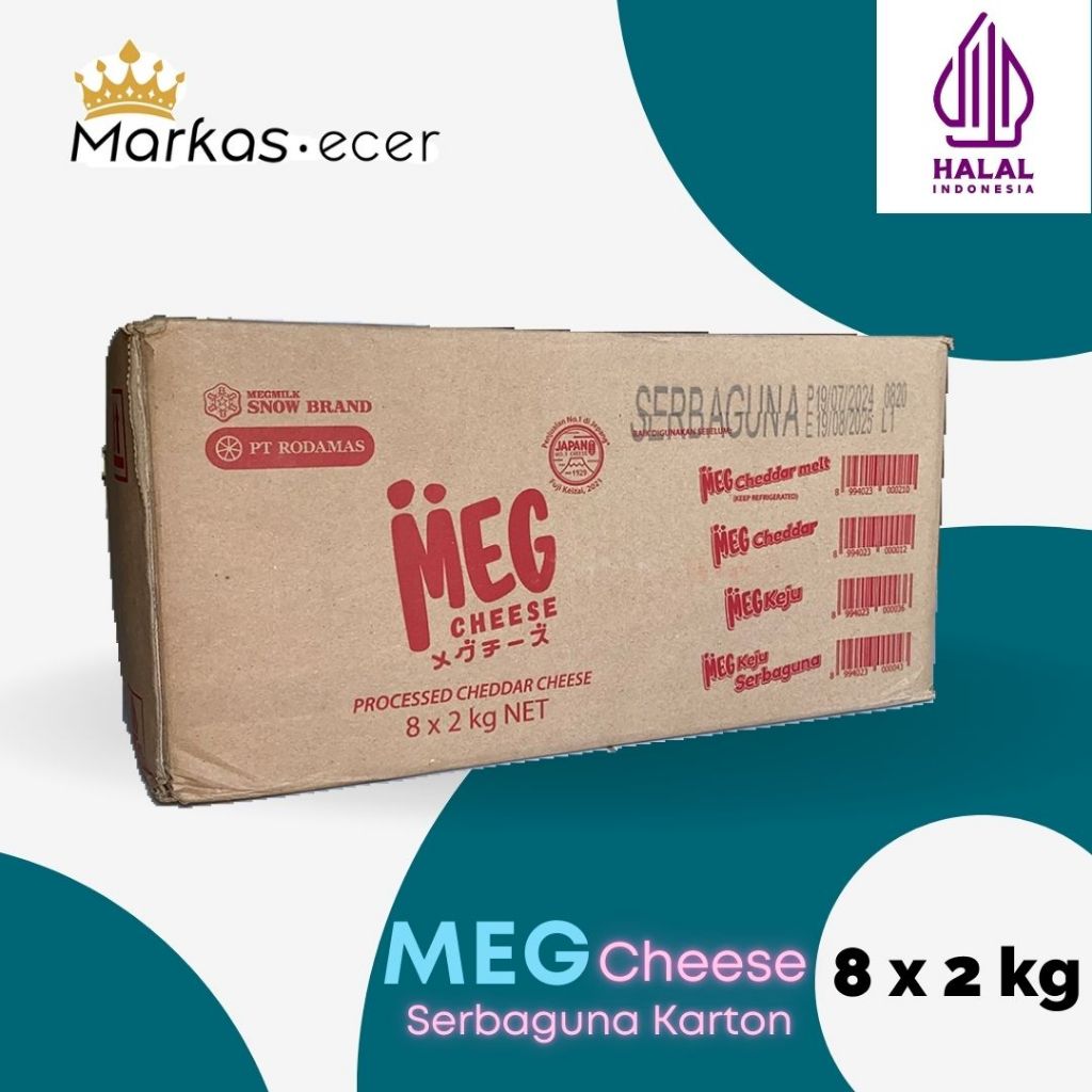 

Keju Meg Cheddar Hijau Serbaguna 2kg HALAL Karton