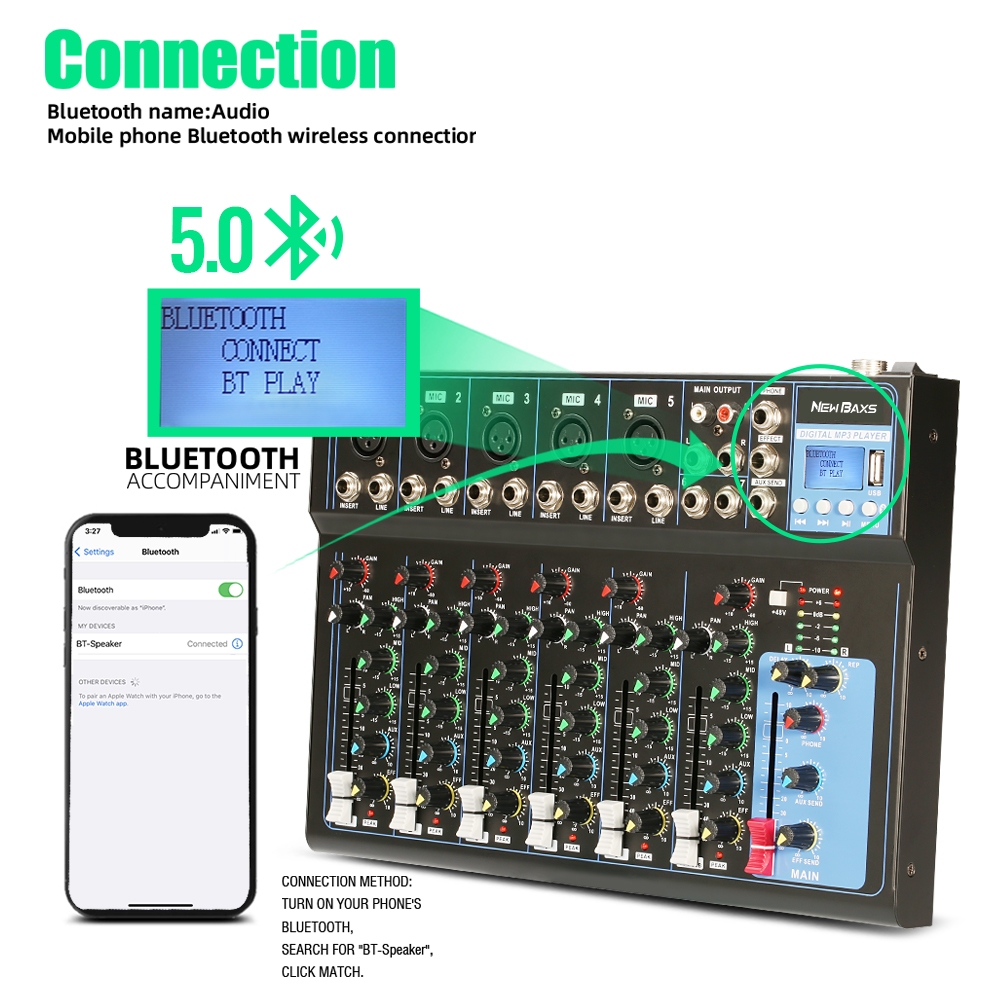 New Baxs Mg04Bt/Mg07Bt Pencampur Audio Dj Mixer Audio 4Ch/7Ch Mendukungpemutaran