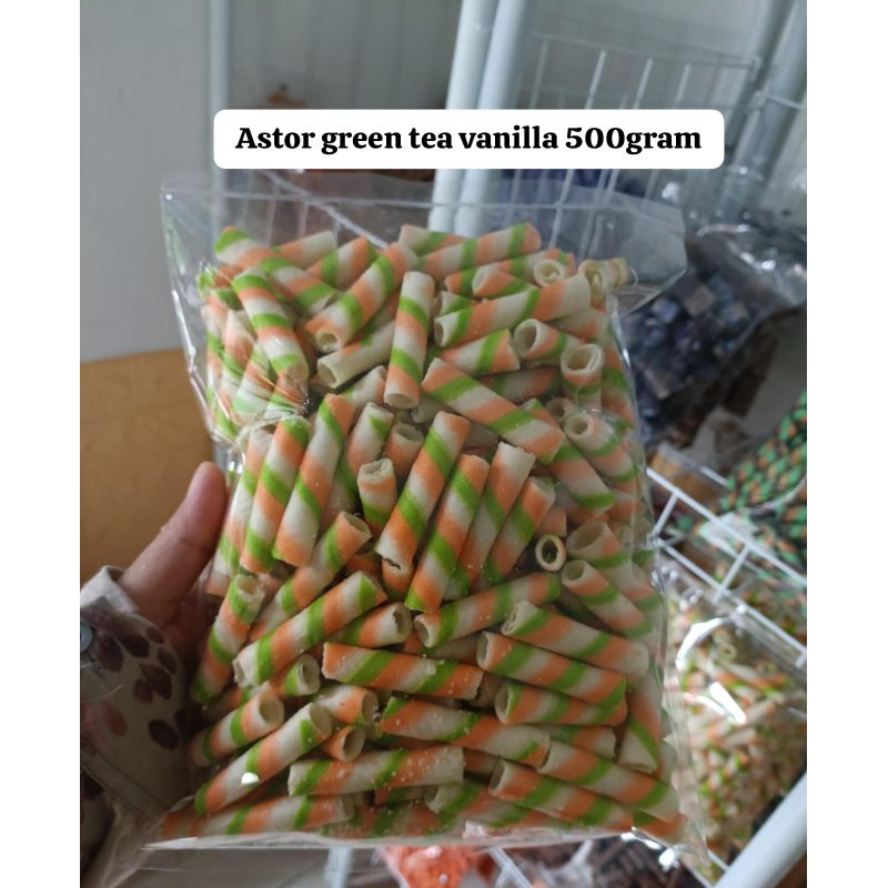 

Cemilan Astor Green tea Vanilla /Astor mini Barcelona 500gram/Snack kendari