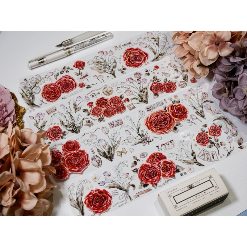 

(Kiricart) BLACK TEA Vol.2 Red Roses Sticker Washi Tape Aesthetic Journaling Scrapbooking DIY Art & Craft