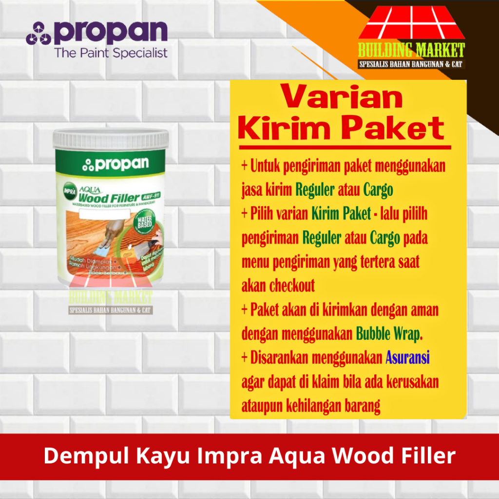 Wood Putty Dempul Kayu Waterbased Propan Impra Aqua AWF-911 1 KG Paket