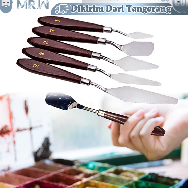 

BARU RESTOK 5PCS Pisau Palet Lukis Besi tahan karatPisau PaletSpatula Dekorasi Kue Lukis Ukir Palette Knife
