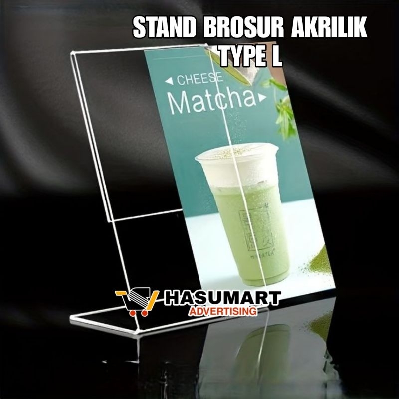 Stand Brosur Akrilik A5 TYPE L / Tempat Qris Akrilik / Tent Holder / Stand Akrilik / Tempat Brosur A
