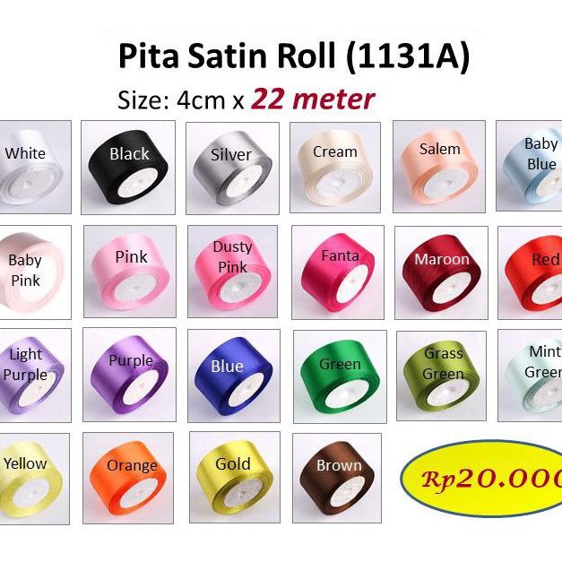 

STOK SEDIKIT Pita Satin 4cm 2yard satin ribbon barang florist 1131A