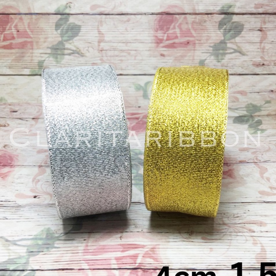 

READY STCOK Pita Metalik Gold Silver Emas Perak 4cm atau 15inch