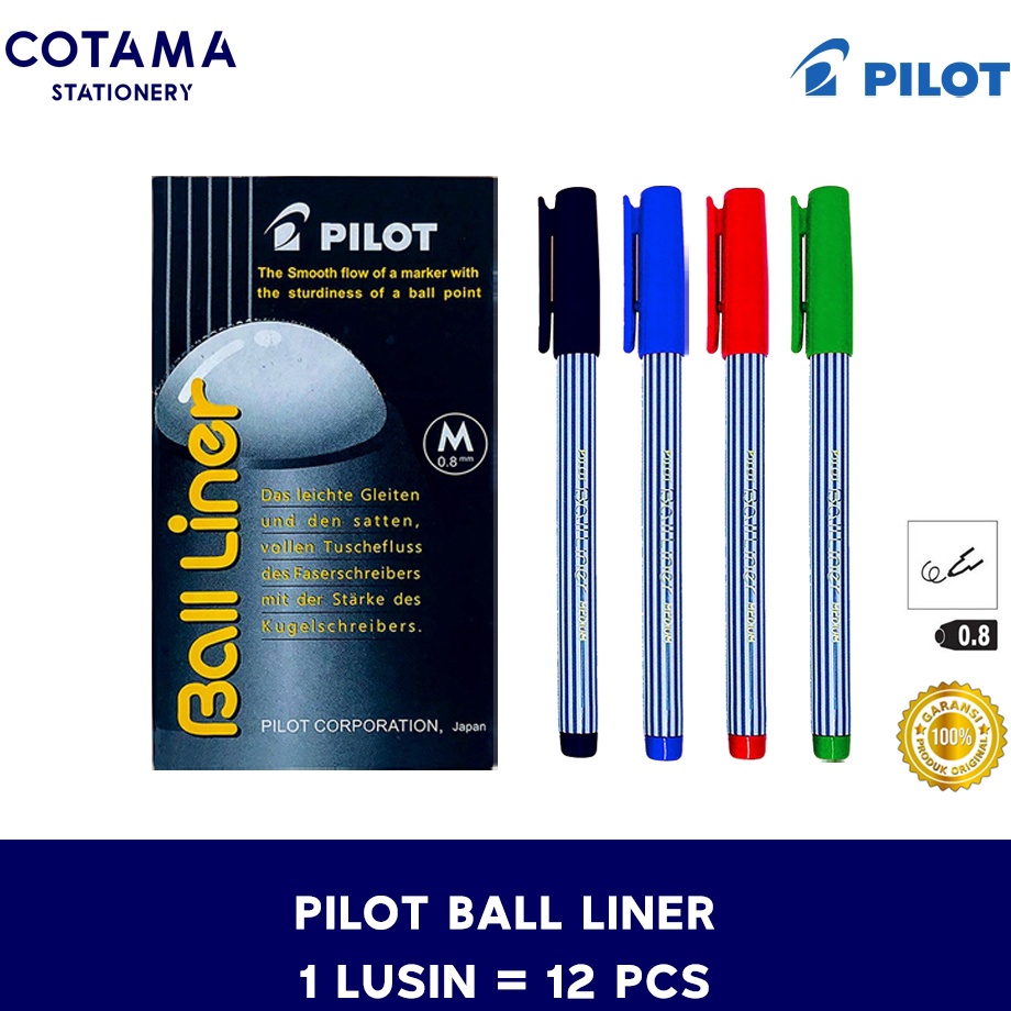 

DIJAMIN MURAH Pulpen Pilot Balliner Bolpoin Ball Liner 8 mm 1 lusin isi 12 pcs