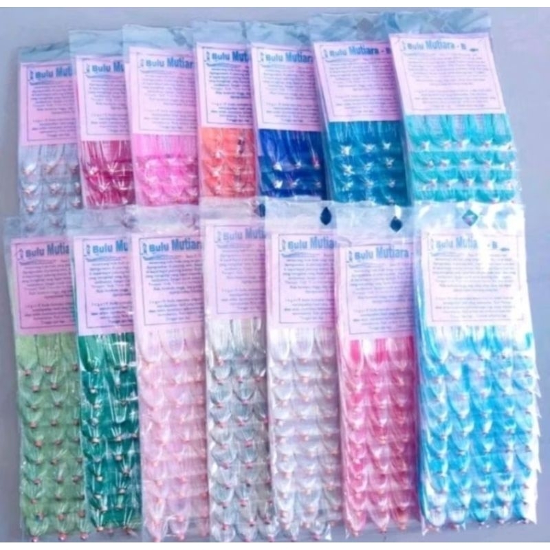 10 Bungkus= 50 Pcs Bulu Mutiara B Umpan Pancing Umpan ikan Umpan Trolling Umpan Rawei Umpan bulu bul