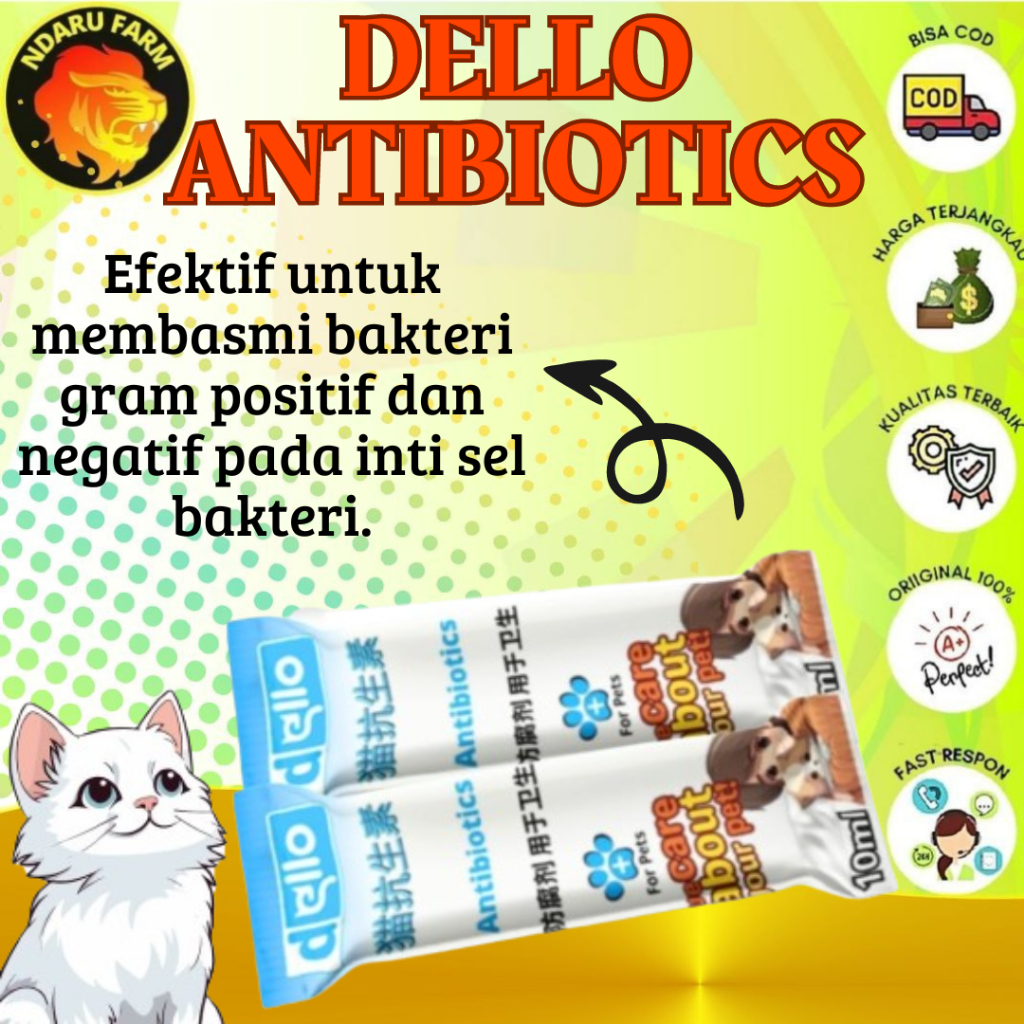DELLO ANTIBIOTIK Cat 10ml Antibiotik Spektrum Luas untuk Kucing / Obat Hewan