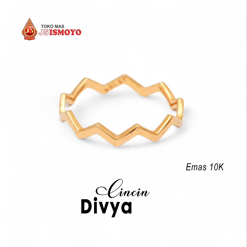 Cincin Emas 10K Polos Simple dan Elegan Divya J5 Ismoyo