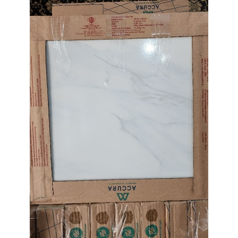 Keramik Lantai 40x40 cm // Accura // Motif Putih  Corak Abu