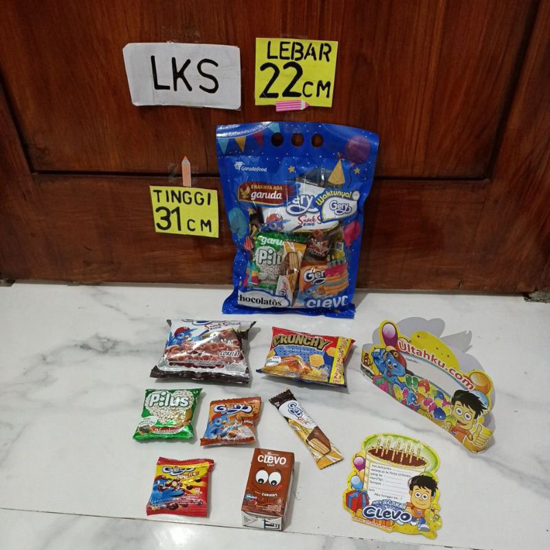 

paket kilat ultah murah ukuran LKS + SUSU+ TOPI+ UNDANGAN/paket ultah Garuda food
