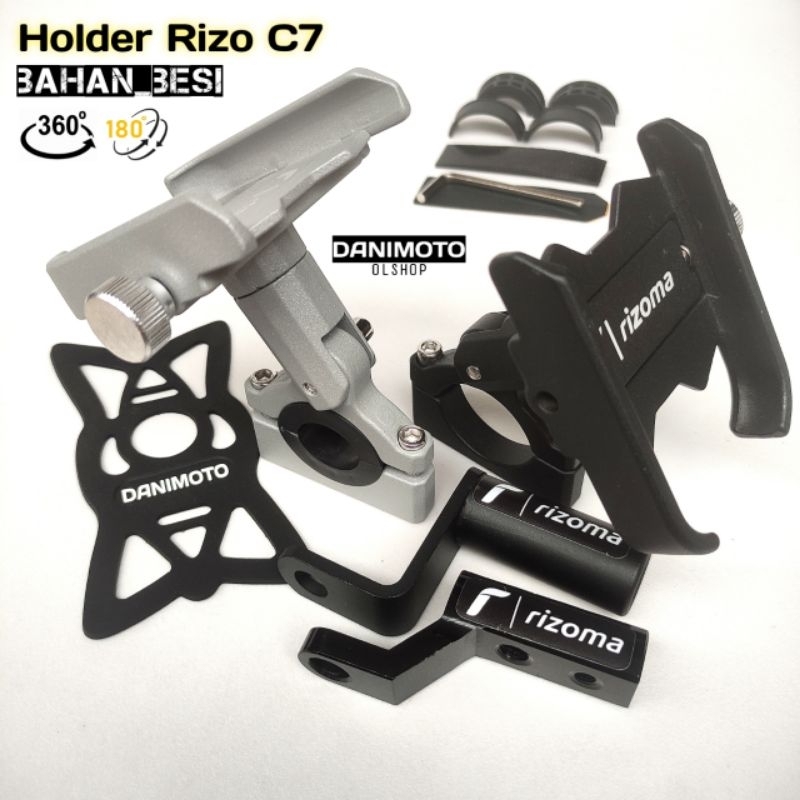 4ds Phone Holder HP Motor Rizo C7 Bahan Aluminium Spion Stang Vario Beat Nmax PCX ADV Scoopy Genio