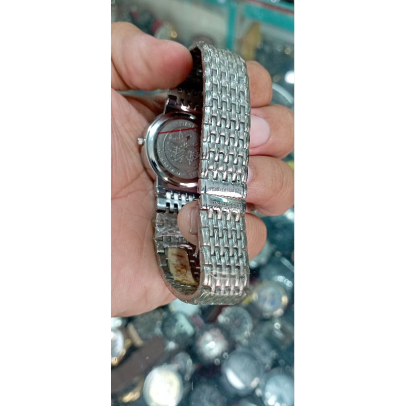 jam tangan pria stainless steel tipis water resist Solid Steel elegan et