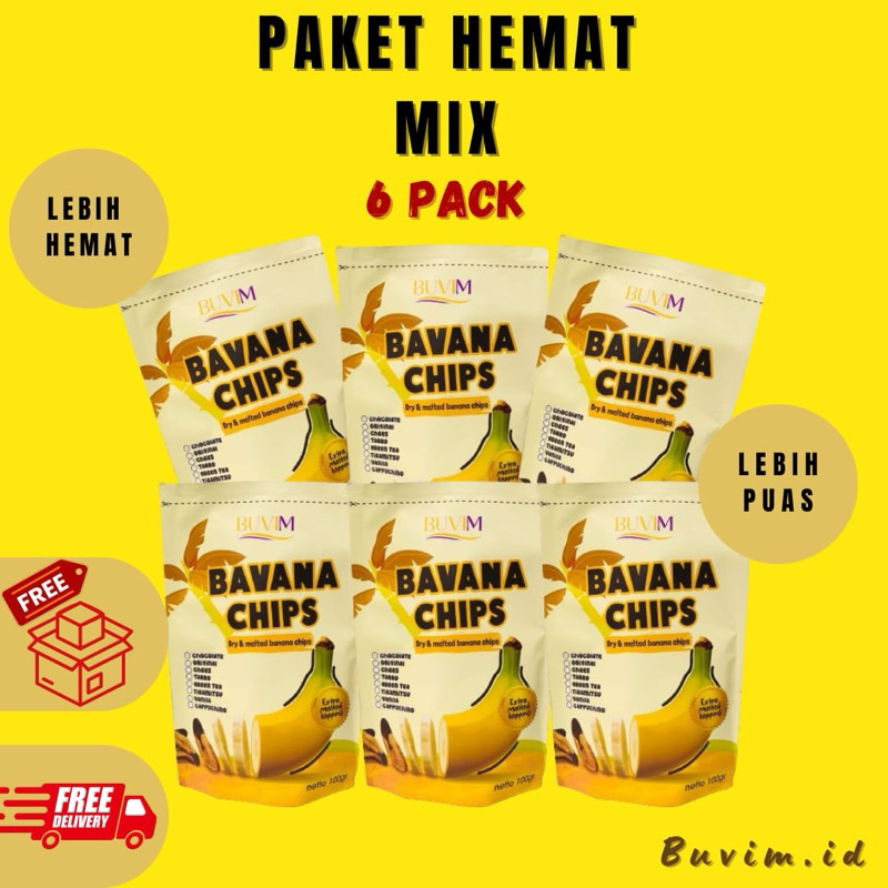 

KERIPIK PISANG LAMPUNG (6pck) | KRIPIK PISANG COKLAT EXTRA MELTED TOPPING PREMIUM | BAVANA CHIPS