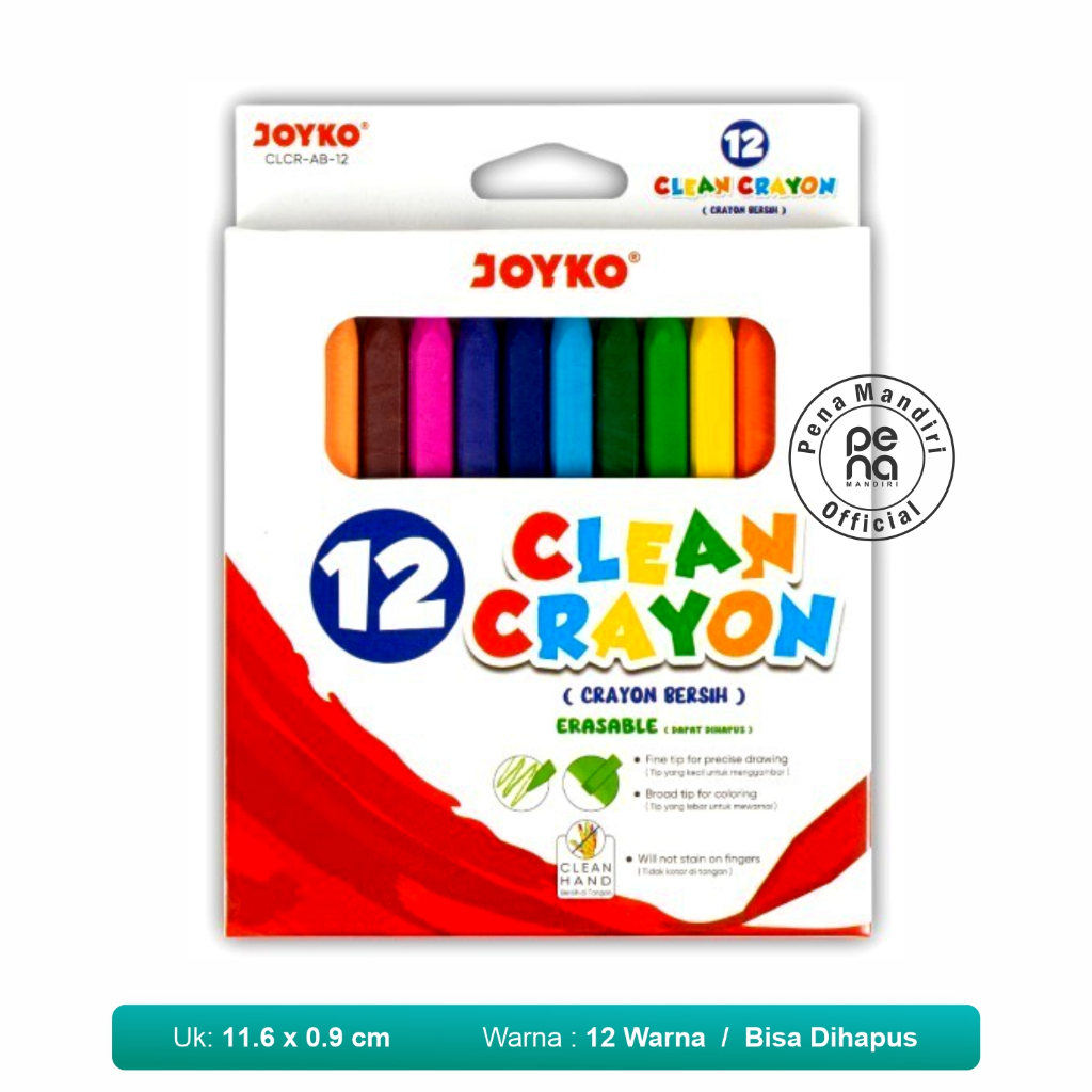 

Krayon Bersih Clean Crayon Erasable Joyko 12 Warna CLCR-AB-12 Krayon Bisa Dihapus