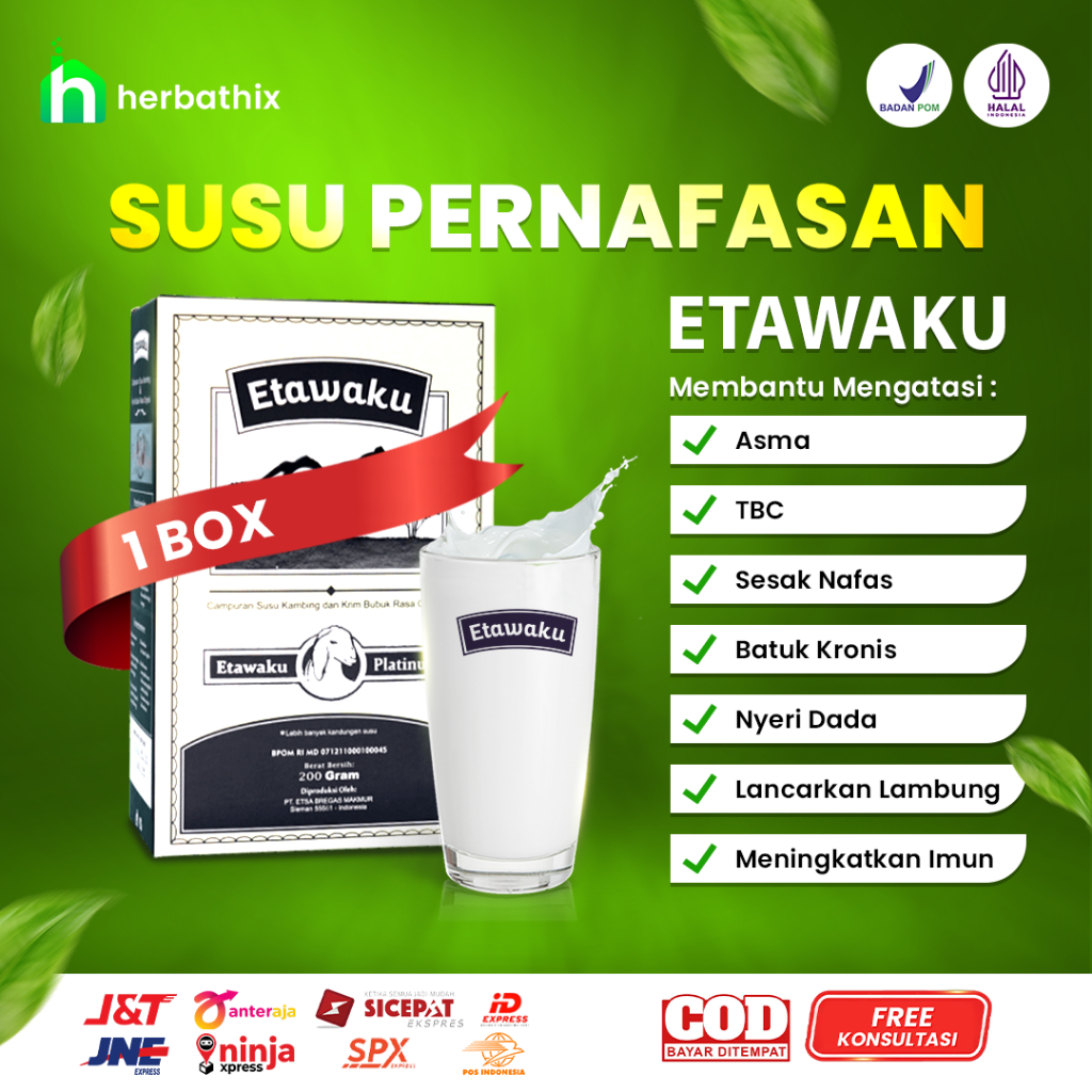 

Susu Pernafasan ETAWAKU Obat Jamu Herbal Alami Paket Sehat 1 Box Atasi Sesak Nafas ORIGINAL