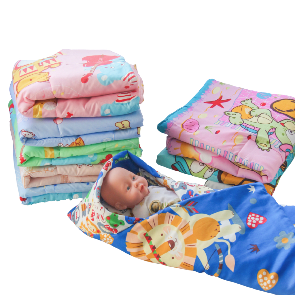selimut bayi topi newborn chekiddo / selimut topi bayi baru lahir / selimut bayi newborn katun motif