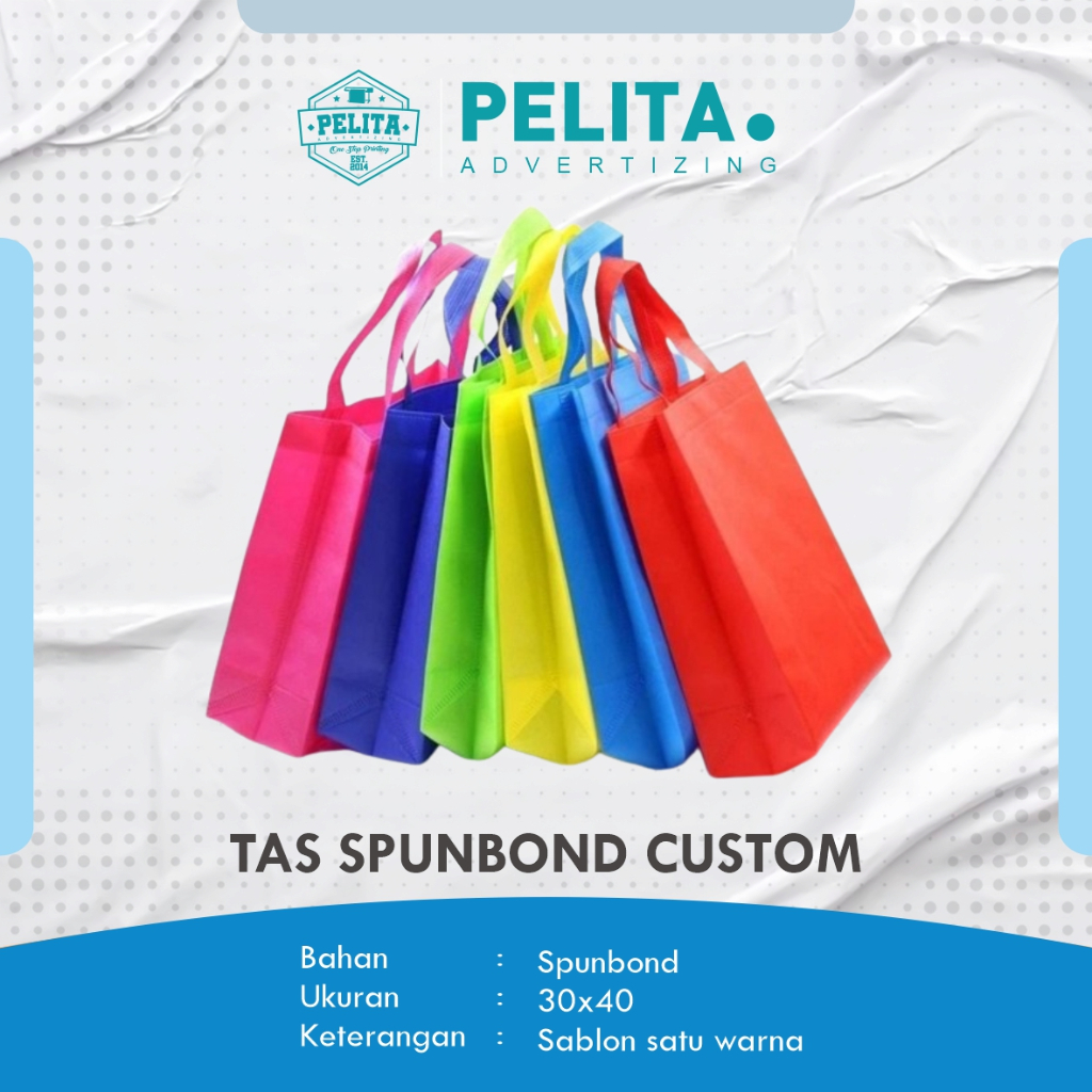 

TAS SPUNBOND tali SABLON CUSTOM 30x40x8 Tas Goodie Bag custom / TAS SOUVENIR GOODIE BAG / Souvenir Wedding Syukuran, Syukuran, Sembako