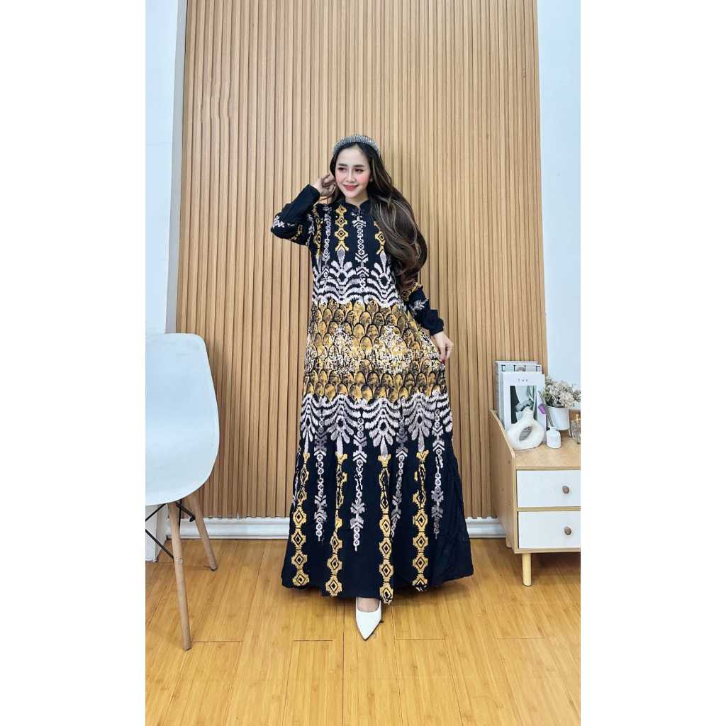 GAMIS BATIK CAP WANITA MALAMAN RAYON SUPER TEBAL TERLARIS KEKINIAN // GAMIS LEBARAN MEWAH MASA KINI 