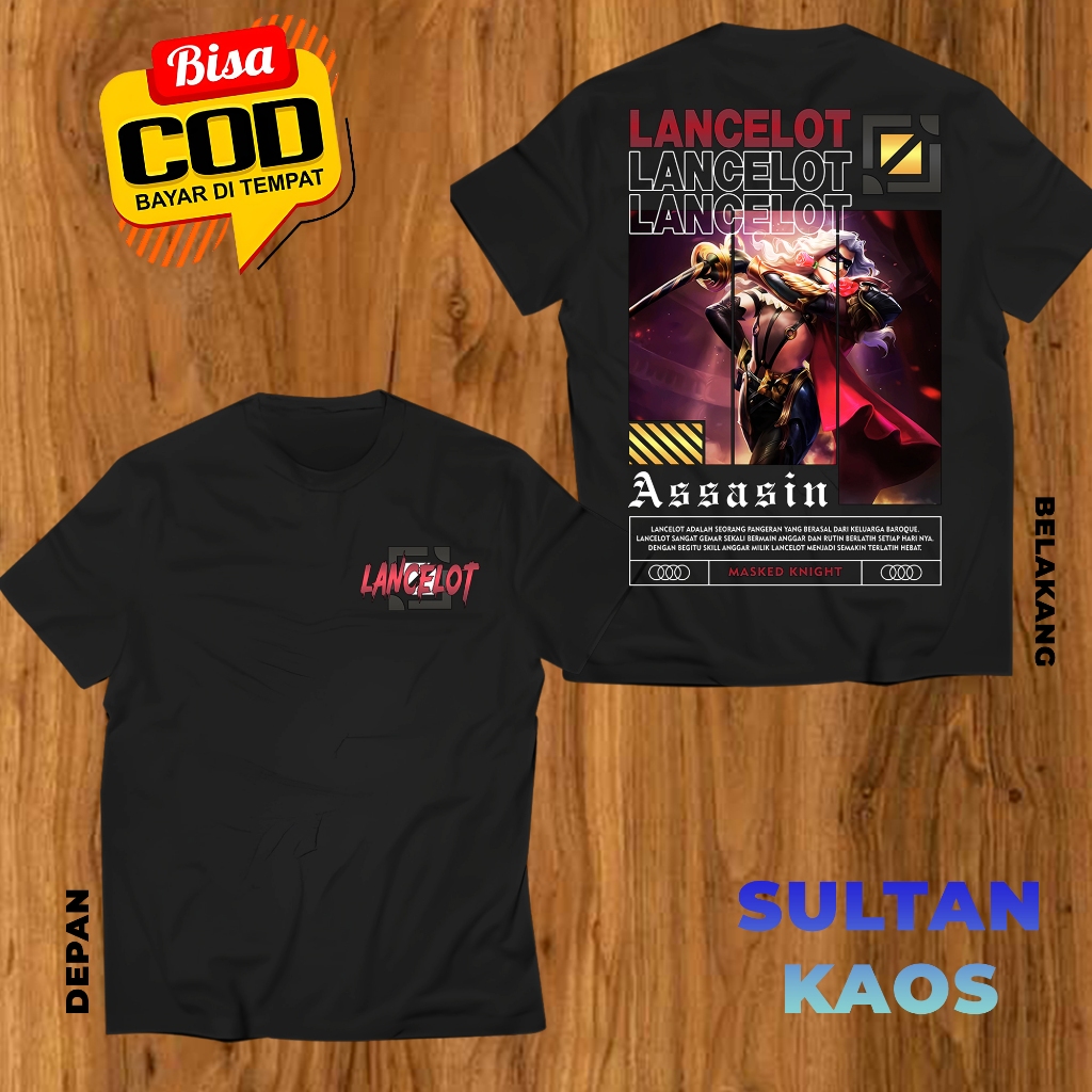 KAOS DEWASA GAME MOBA LANCELOT MASKED KNIGHT BAJU ML LANCELOT ASSASIN TSHIRT MLBB BAJU MOBA