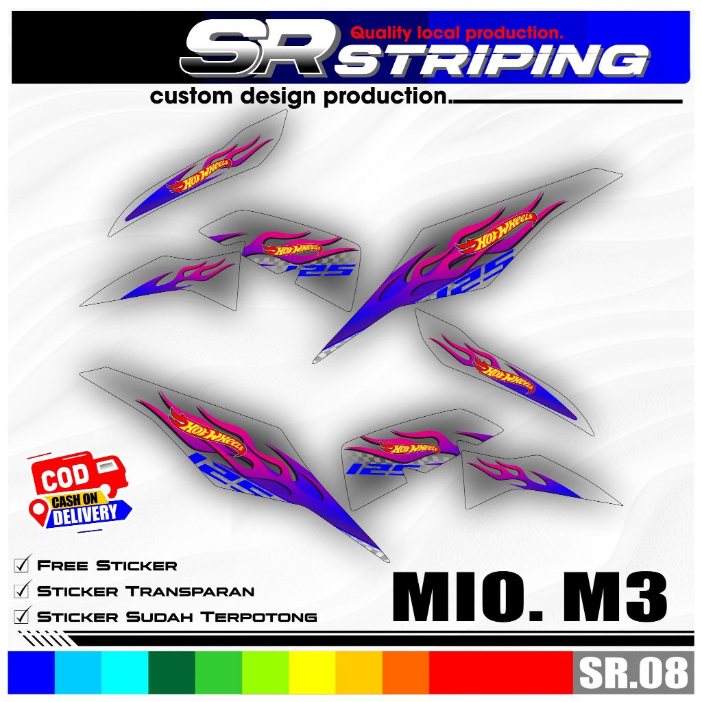 Murah Sticker Striping Transparan Motor Mio M3 Mio 125 - Stiker Variasi Motif Grafis Simpel SR.08