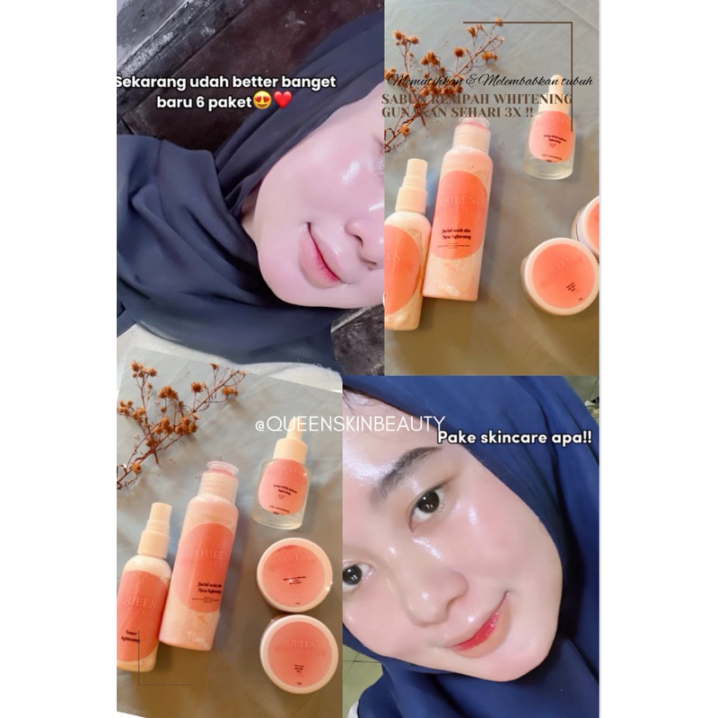 paket wajah queen glow whitening// paket wajah whitening/paket perawatan wajah jerawat/perawatan fle
