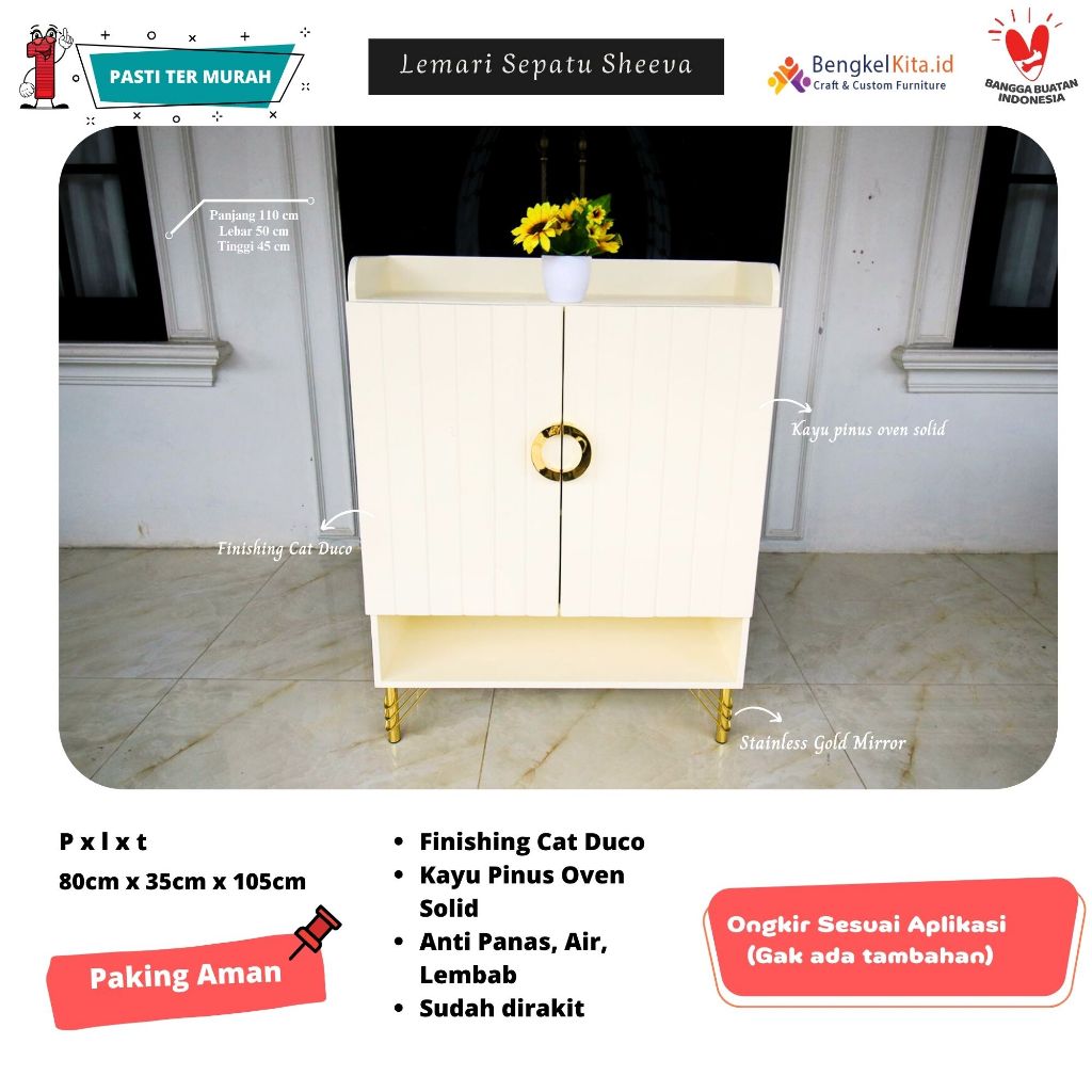 Lemari Rak Sepatu Minimalis Sheeva| Rak Sepatu Kayu |  Rak Sepatu Lemari |  Lemari Sepatu