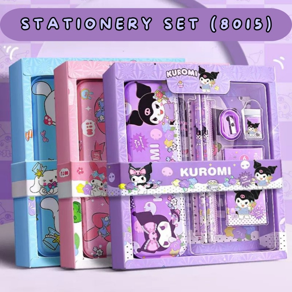 

Alat tulis Anak set Stationery Untuk Hadiah Anak Sekolah Sanrio / Alat Tulis Set Karakter Kuromi kado notes kotak pensil rautan penggaris penghapus