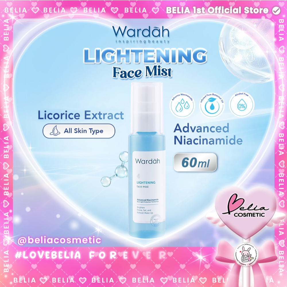 ❤ BELIA ❤ WARDAH Lightening Face Mist 60 ml | 3-in-1 dengan 4X Niacinamide | Mencerahkan Kulit