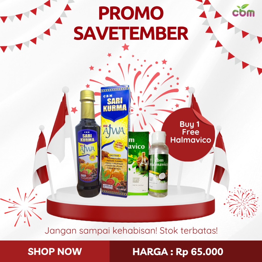 

Paket Hemat beli 1 Sari Kurma Ajwa Ekstrak Angkak + Herbal gratis 1 pcs Halmavico