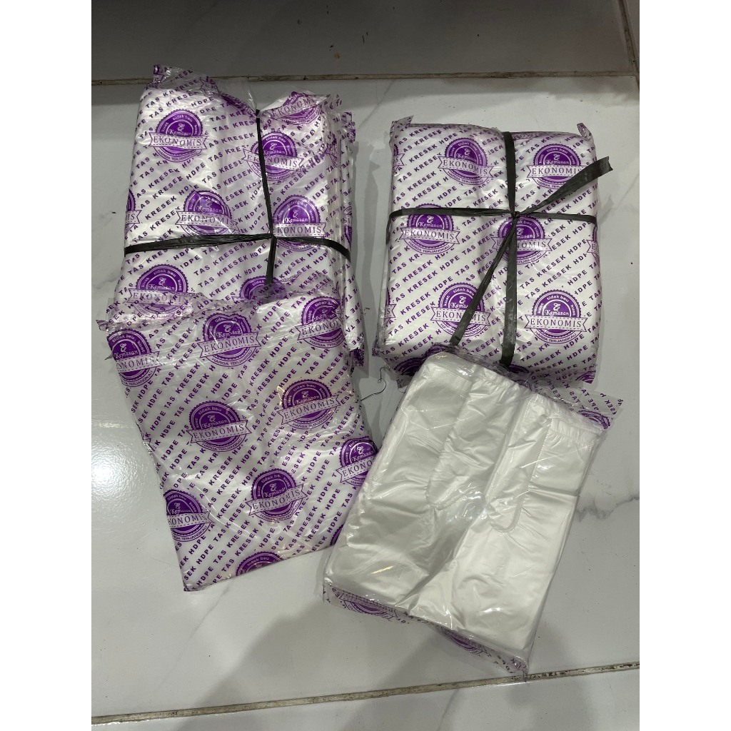 Kantong EKONOMIS Kresek Plastik Murni HDPE Transparan Ukuran 15 ( Kecil ) dan 24 ( Sedang ) Bening T