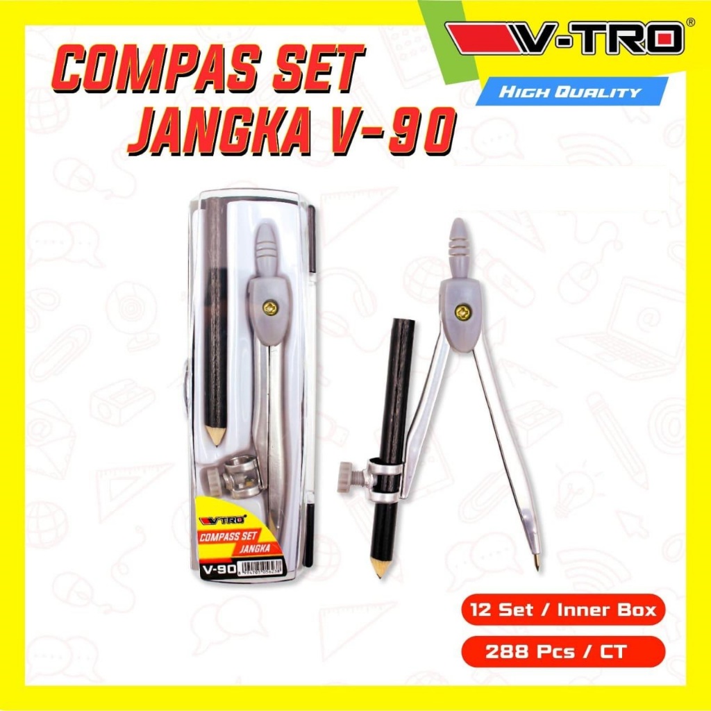 

[1 Pcs] Jangka Besi Vtro V-90 / Compass Set / Jangka Matematika Stainless Steel Besi Vtro V-90