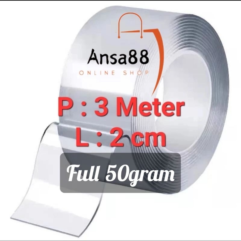 

[ ANSA88 ] Double tape nano 3M lebar 2cm lakban nano tape 3 meter double tape bening