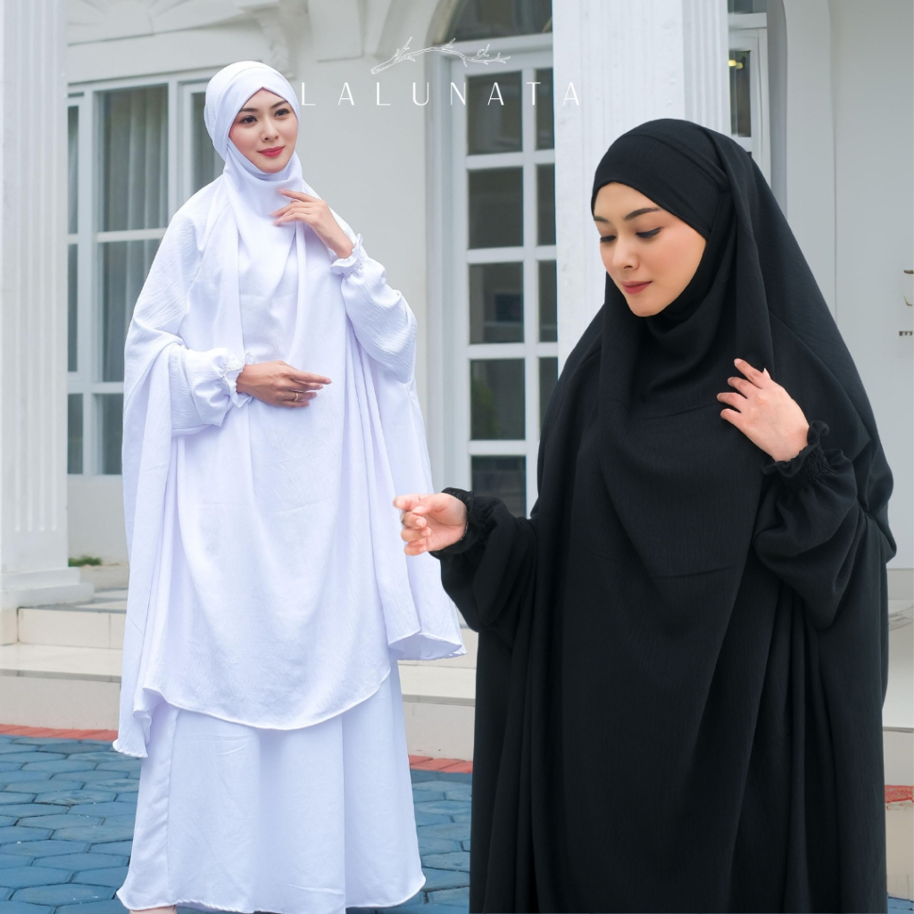 LALUNATA - Gamis Umroh Set Mecca French Khimar Set Umroh Haji