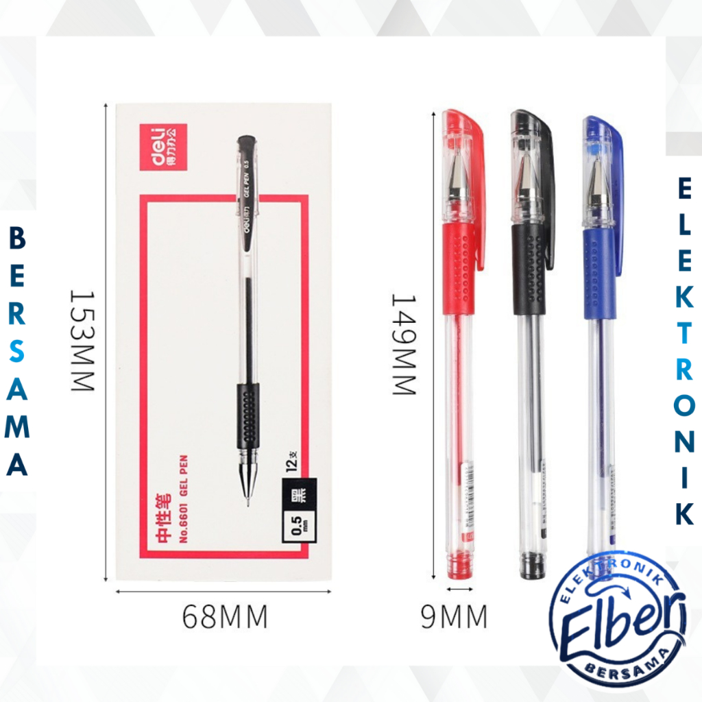 

ELBER Pulpen Gel Ink Pen Bullet Tip 0.5mm Pena Alat Tulis Hitam Merah Biru Y1991
