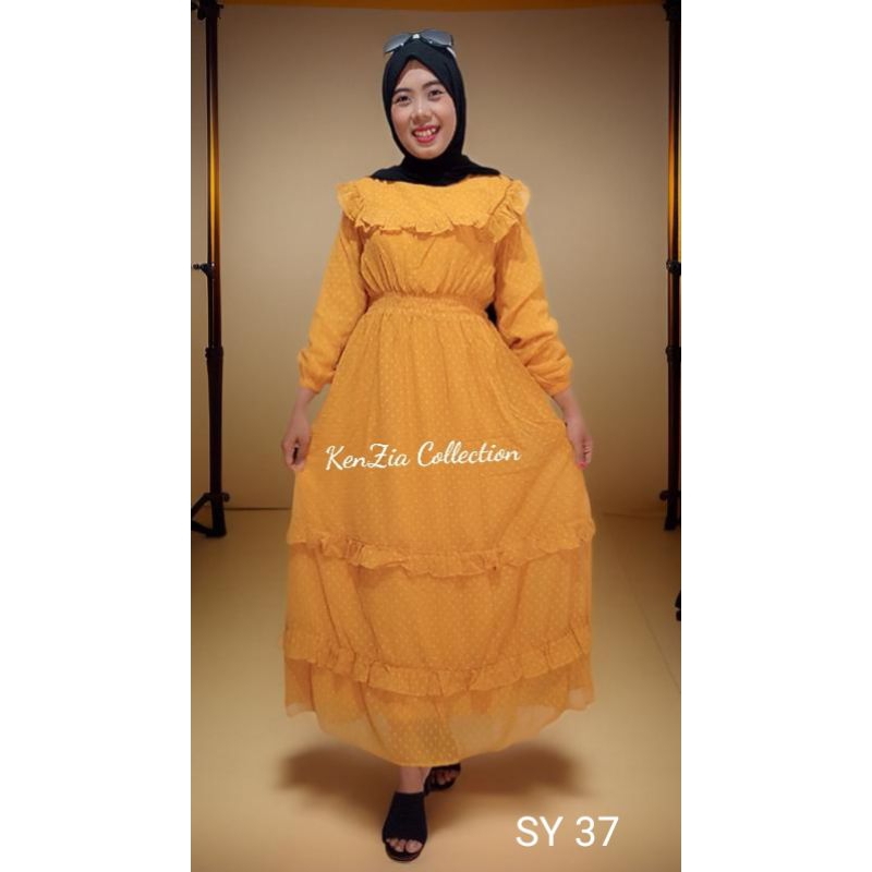 GAMIS CERUTY RUBI POLKADOT REMPEL 2 SUSUN