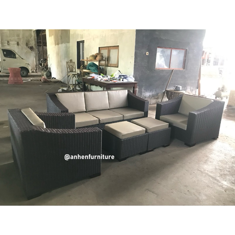 Set Kursi Tamu Rotan Sintetis / Sofa Tamu Outdoor Rotan Sintetis / Kursi Rotan Sintetis Premium
