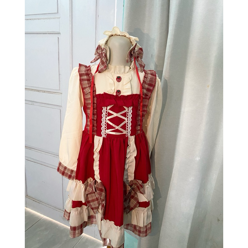 dress merah lolita anak anak