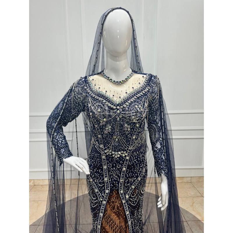 Kebaya full payet warna navy